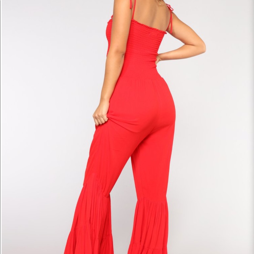 Fashion Nova Red wide leg jumpsuit - Picture 4 of 7